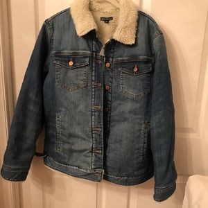 J. Crew Mercantile denim jacket with faux shearling lining. Women’s size M